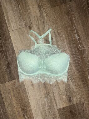 PINK Victoria's Secret Mint Green Lace High-Neck Bralette